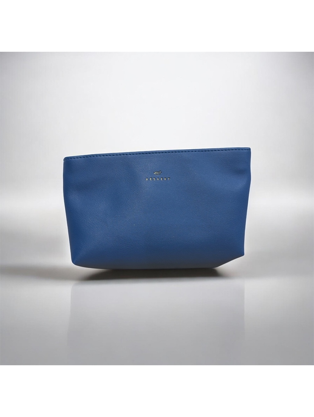 Aesaert Blue Leather Cosmetic Pouch with Brussels Airlines Branding
